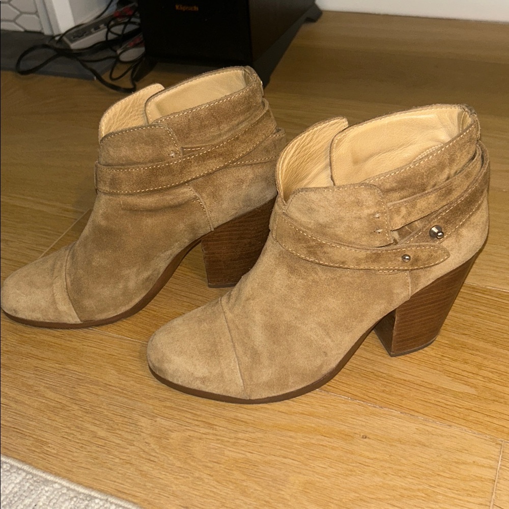 RAG & BONE Suede Caramel Booties - Picture 2 of 9
